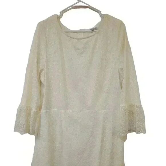 Sweet Salt Women's Ivory Stretch Lace Lined Modest Dress - Picture 2 of 13